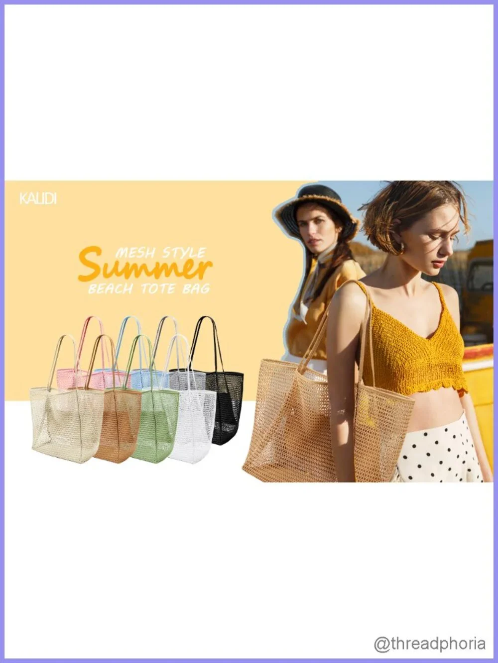 23L Mesh Beach Tote Bag Foldable Hobo Shoulder Bag Nylon